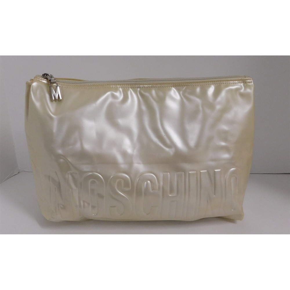 Moschino Redwall Gold Oyster PVC Large Clutch Bag Italy
